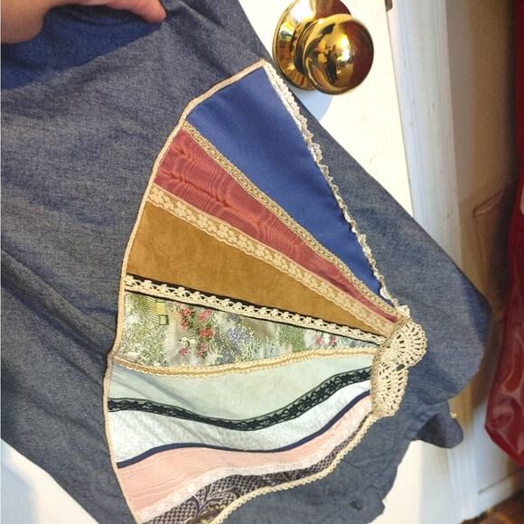 Vintage Homemade Dress Denim Cottage Patchwork Doily Small Medium? - Picture 4 of 7